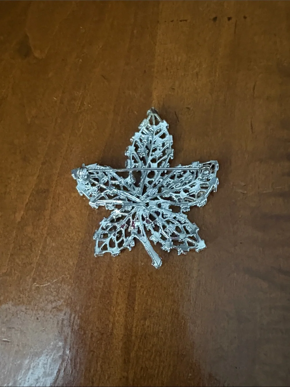 Crystal Leaf Brooch Pin - Silver-Tone Sparkle